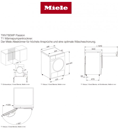 Miele美诺 TWV780WP Passion 德国原装进口家用干衣机 衣物护理